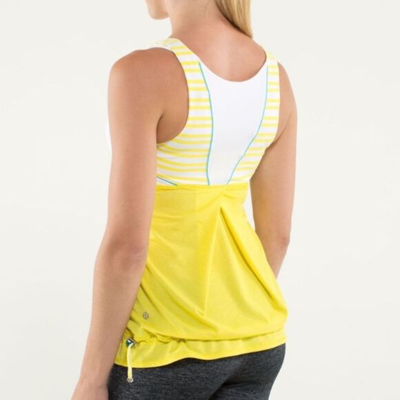 Lululemon Run Ta Ta Topper Tank Top Twin Stripe Sizzle (yellow) White XS Size 4 - Picture 11 of 16